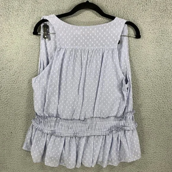 Bishop + Young Swiss Dot Ruffle Purple Tank Size Medium Lightweight NWOT - Picture 3 of 11